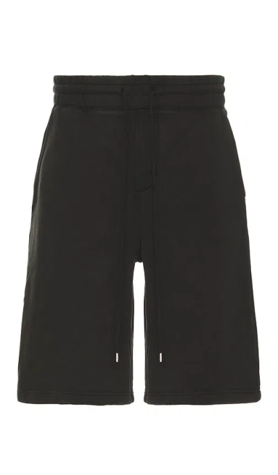 Wao Wide Leg Fleece Short In Washed Black