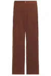 Wao Wide Leg Pleated Corduroy Pant In Brown