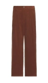 Wao Wide Leg Pleated Corduroy Pant In Brown
