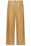 Wao Wide Leg Pleated Trouser In Brown