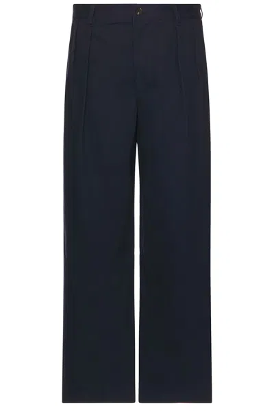 Wao Wide Leg Pleated Trouser In Navy