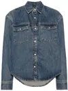 WARDROBE.NYC BLUE PRESS-STUD DENIM JACKET