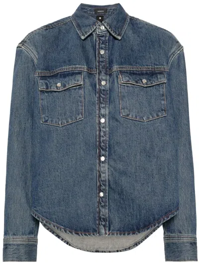 Wardrobe.nyc Press-stud Denim Jacket In Blue