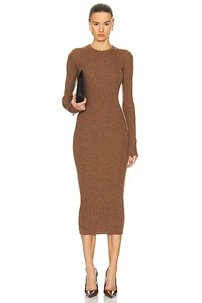 Wardrobe.nyc Long Sleeve Midi Dress In Brown