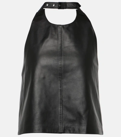 Wardrobe.nyc Halterneck Leather Top In Schwarz