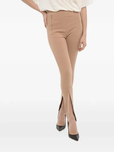 Wardrobe.nyc Ankle-slit Skinny-fit Trousers In Brown