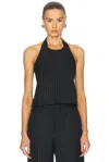 Wardrobe.nyc Black Backless Halter Top In Black Pinstripe