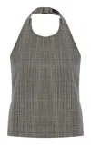 Wardrobe.nyc Wardrobe. Nyc Prince Of Wales Check Open-back Wool Top In Grey