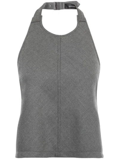 Wardrobe.nyc Gray Backless Halter Tank Top In Charcoal