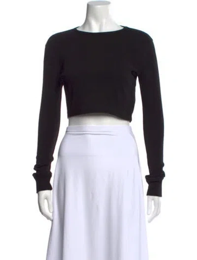 Pre-owned Wardrobe.nyc Bateau Neckline Long Sleeve Crop Top In Black