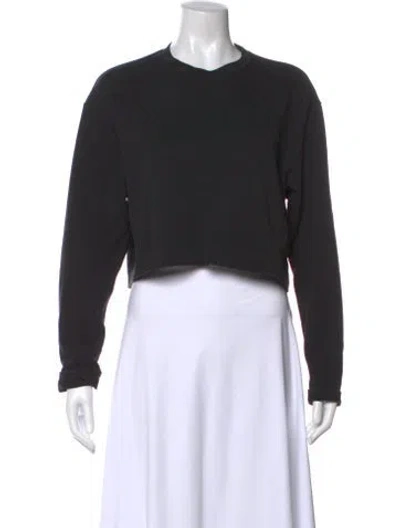 Pre-owned Wardrobe.nyc Bateau Neckline Long Sleeve Crop Top In Black