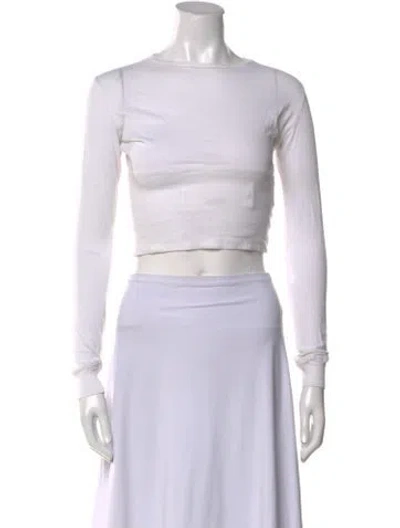 Pre-owned Wardrobe.nyc Bateau Neckline Long Sleeve Crop Top In White