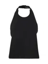 Wardrobe.nyc Buckle Halterneck Open Back Sleeveless Top In Black