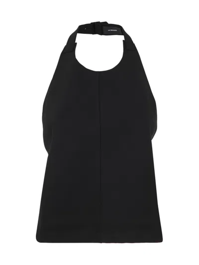 Wardrobe.nyc Buckle Halterneck Open Back Sleeveless Top In Black