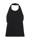 Wardrobe.nyc Buckle Halterneck Open Back Sleeveless Top In Black