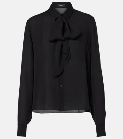 Wardrobe.nyc Tie-neck Silk Blouse In Black
