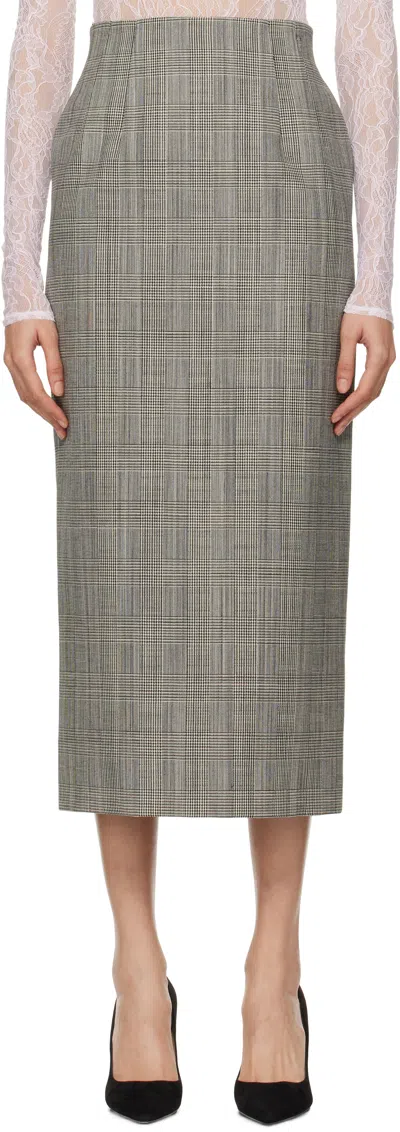 Wardrobe.nyc Black & White Contour Midi Skirt In Prince Of Wales