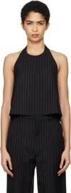 Wardrobe.nyc Black Backless Halter Top In Black Pinstripe