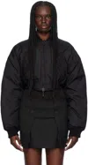 Wardrobe.nyc Black Crop Reversible Down Bomber Jacket In Black
