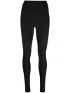 WARDROBE.NYC BLACK ELASTICATED-WAIST REAR-SLIT LEGGINGS FOR WOMEN