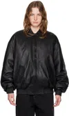 Wardrobe.nyc Black Insulated Leather Bomber Jacket In Black