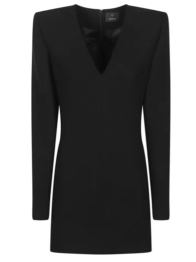 Wardrobe.nyc Black Rhw Vneck Mini Dress