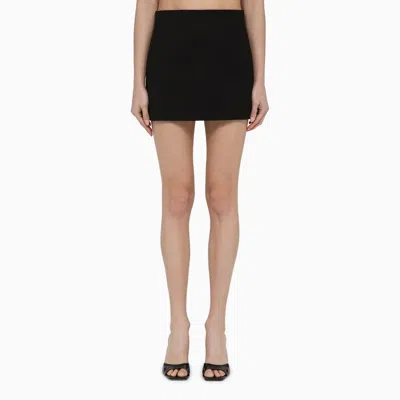 Wardrobe.nyc Black Wool Mini Skirt For Women With Back Zip Fastening