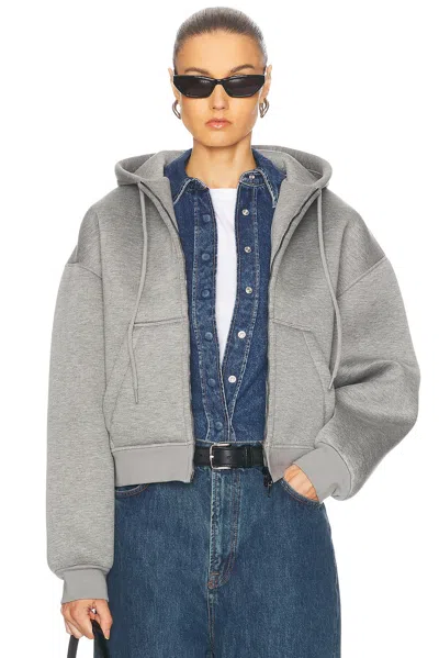 Wardrobe.nyc Bonded Zip Hoodie In Grey Marl