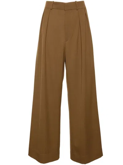 WARDROBE.NYC BROWN BROWN LOW-RISE WOOL TROUSERS