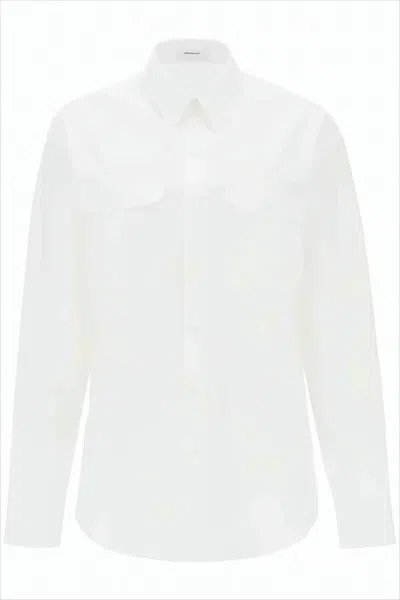 Wardrobe.nyc Button-down Cotton Shirt With Flap Pockets In White