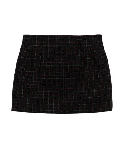 Wardrobe.nyc Contour Checked Wool Mini Skirt In Black