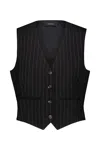Wardrobe.nyc Classic Waistcoat Pinstripe In Bps Black Pinstripe