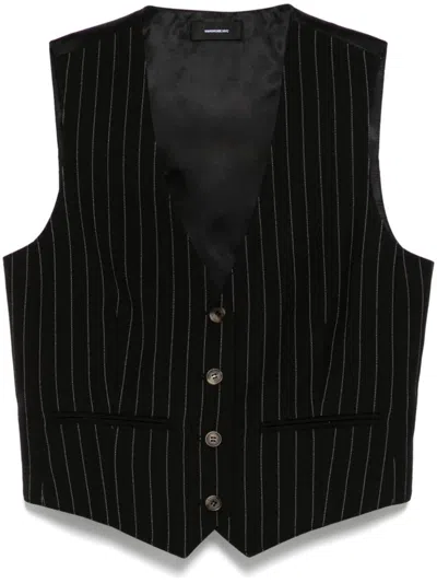 Wardrobe.nyc Coat In Bps Black Pinstripe