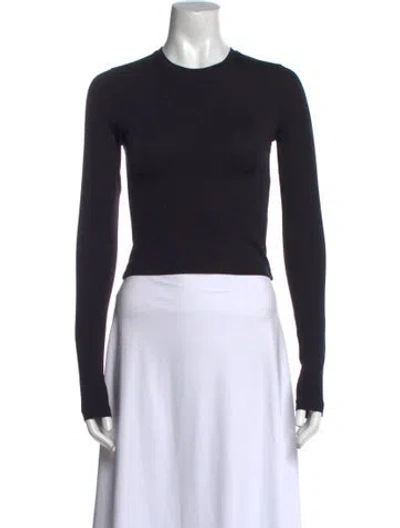 Pre-owned Wardrobe.nyc Crew Neck Long Sleeve Crop Top In Black