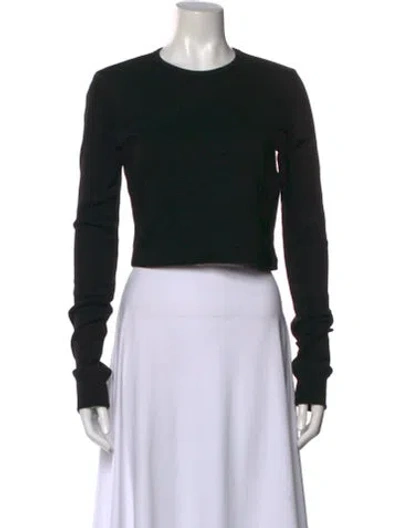 Pre-owned Wardrobe.nyc Crew Neck Long Sleeve Crop Top In Black