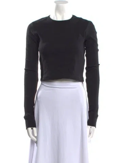 Pre-owned Wardrobe.nyc Crew Neck Long Sleeve Crop Top In Black