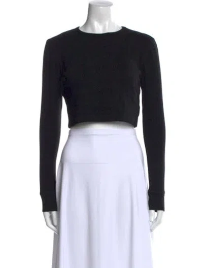 Pre-owned Wardrobe.nyc Crew Neck Long Sleeve Crop Top In Black