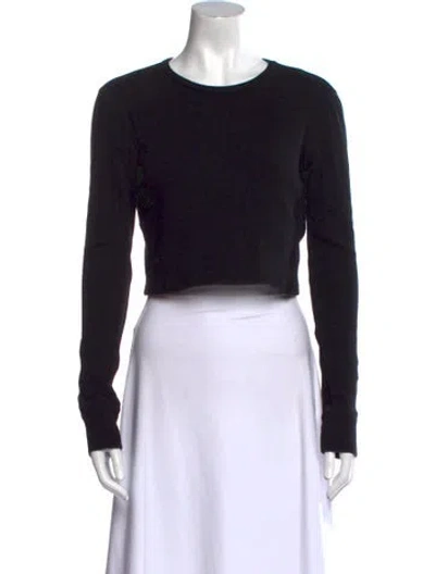 Pre-owned Wardrobe.nyc Crew Neck Long Sleeve Crop Top In Black