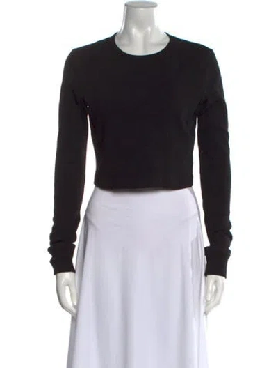 Pre-owned Wardrobe.nyc Crew Neck Long Sleeve Crop Top In Black