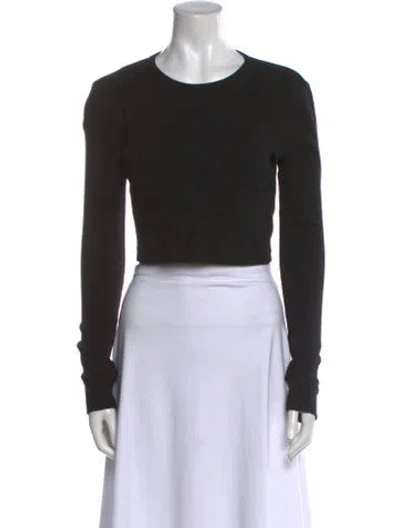 Pre-owned Wardrobe.nyc Crew Neck Long Sleeve Crop Top In Black