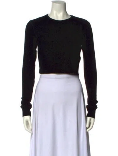 Pre-owned Wardrobe.nyc Crew Neck Long Sleeve Crop Top In Black