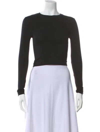 Pre-owned Wardrobe.nyc Crew Neck Long Sleeve Crop Top In Black