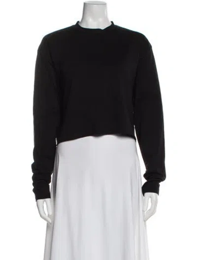 Pre-owned Wardrobe.nyc Crew Neck Long Sleeve Crop Top In Black
