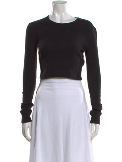 Pre-owned Wardrobe.nyc Crew Neck Long Sleeve Crop Top In Black