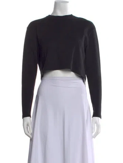 Pre-owned Wardrobe.nyc Crew Neck Long Sleeve Crop Top In Black