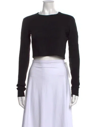 Pre-owned Wardrobe.nyc Crew Neck Long Sleeve Crop Top In Black