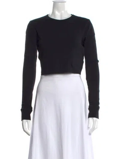 Pre-owned Wardrobe.nyc Crew Neck Long Sleeve Crop Top In Black