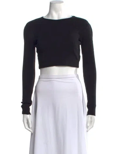 Pre-owned Wardrobe.nyc Crew Neck Long Sleeve Crop Top In Black