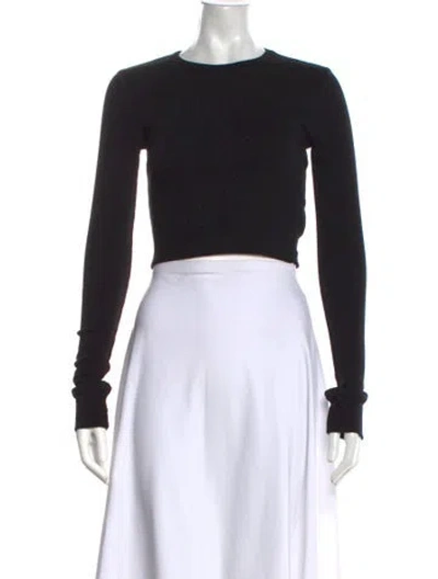Pre-owned Wardrobe.nyc Crew Neck Long Sleeve Crop Top In Black