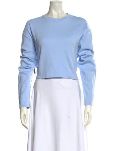 Pre-owned Wardrobe.nyc Crew Neck Long Sleeve Crop Top In Blue